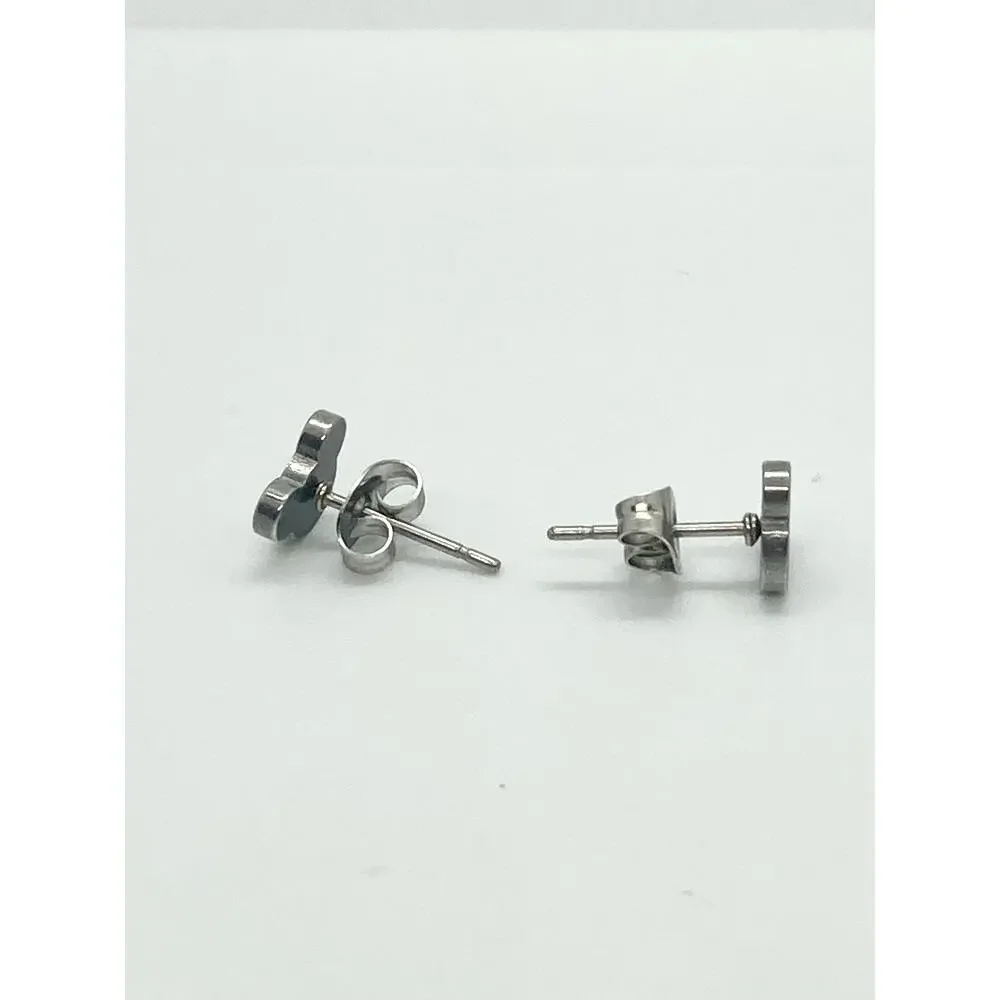 Silver Stainless Steel Mickey Mouse Silhouette Stud Earrings